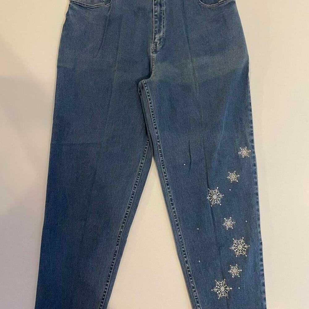 Quacker factory snowflake embroidered jeans